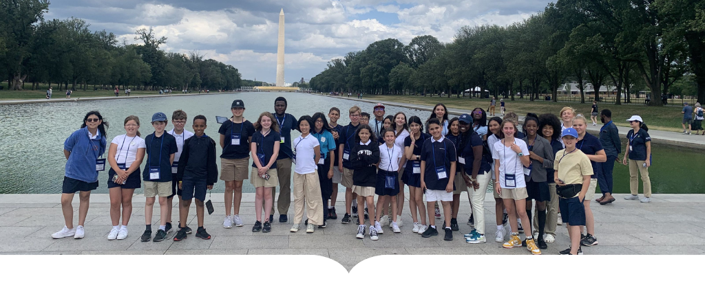 students gather for photo in DC