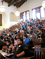 Aerospace & Avation students engaging in a Rice University Faculty led forum