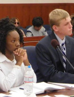 Students participate in a mock trial simulation at Intensive Law & Trial
