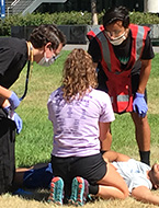 Advanced Emergency Medicine student engaged in high-intensity medical simulation