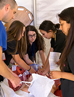 Advanced Emergency Medicine students engaging in the Gross Anatomy Lab on the Stanford Medicine campus