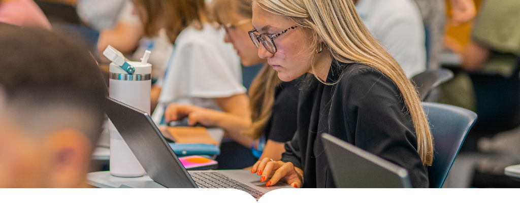 Student working on a laptop