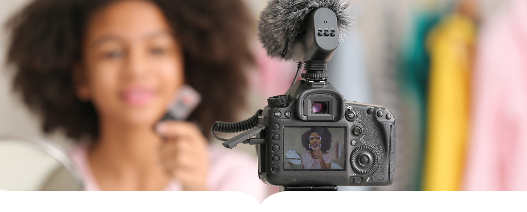 Girl video blogging