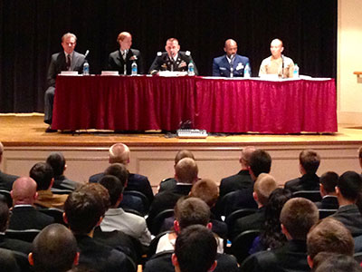 Military and Government professionals participating in panel discussions for high school students at NYLF National Security